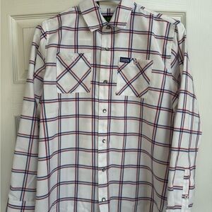 DIXXON Youth White and Blue Plaid Shirt